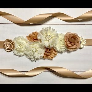 Ivory Champagne Maternity Sash Belt,Pregnancy Sash
